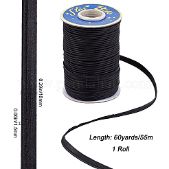 ポリエステルリボン  フラット  ブラック  3/8インチ（10x1.5mm）  約60.15ヤード（55m）/ロール&nbsp;OCOR-WH0068-28D