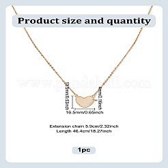 真鍮とドゥルージー樹脂のハートペンダントネックレス1個  ビスク  ゴールドカラー  18.27インチ（46.4cm）&nbsp;NJEW-LP0009-36