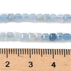 天然アクアマリンのグラデーションカラービーズ連売り  ファセットテーブルカットキューブ  3x3x3mm  穴：0.6mm  約128個/連  15.35''（39センチメートル）&nbsp;G-G271-F01-3x3mm