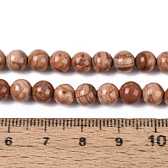 天然木レースストーン木製ジャスパービーズ連売り  ラウンド  10~10.5mm  穴：1mm  約39個/連  15.35~15.75''（39~40センチメートル）&nbsp;G-T143-30A-02