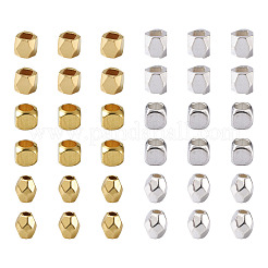 真鍮＆合金スペーサービーズ  多面カット  カラム＆キューブ＆オーバル  ゴールデン＆シルバー  3~3.5x3~3.5mm  穴：1~2mm  360個/箱&nbsp;KK-PJ0001-05