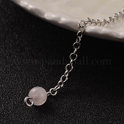 プラチナ トーン ブラス ローズ クオーツ コーン 六角形の尖ったダウジング振り子  カニカン付き  230x3mm&nbsp;MAK-M015-01H