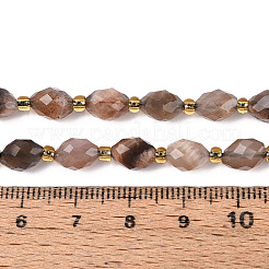 天然ブラックサンストーンビーズ連売り  多面カット  オーバル  シードビーズで  8~9x6~8mm  穴：1~1.2mm  約17~19個/連  7.09~7.87インチ（18~20cm）&nbsp;G-N342-53-8x6-08