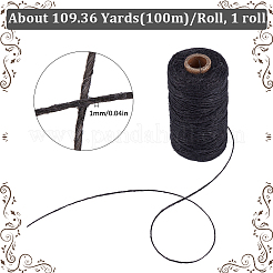 100mの麻ロープ  ジュートより糸  DIYクラフト用  ブラック  1mm&nbsp;OCOR-SP0001-23G