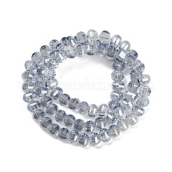 電気メッキ透明ガラスビーズ連売り  カボチャ  多面カット  パール光沢メッキ  アクア  8x6mm  穴：1.2mm  約78~81個/連  18.50''（47センチメートル）&nbsp;EGLA-B011-08A-PL04