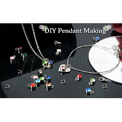 DIYのペンダント作り  合金/ステンレス鋼のラインストーンチャーム付き  304ステンレススチール丸カン  亜鉛合金カニカンとビーズコンテナ  プラチナ  6.8x5.2x1.1cm  約144個/箱&nbsp;DIY-TA0001-14P