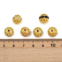 真鍮製のラインストーンビーズ  カドミウムフリー＆鉛フリー  グレードA  ゴールデンの金属色  ラウンド  直径10mm  穴：1.2mm&nbsp;RB-A011-10mm-G