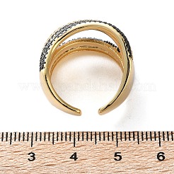 ラックメッキ真鍮マルチラインオープンカフリング  キュービックジルコニア付き  カドミウムフリー＆鉛フリー  18KGP本金メッキ  usサイズ7 1/4(17.5mm)&nbsp;RJEW-C065-01G