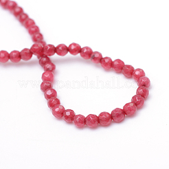 丸染め天然な白翡翠ビーズ連売りをファセット  インディアンレッド  3~3.5mm  穴：1mm  約120~123個/連  14.37~14.61インチ（36.5~37.1cm）&nbsp;X-G-R344-3mm-12