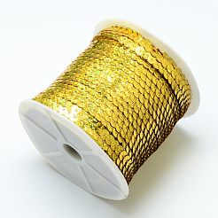 プラスチックスパンコールビーズ  スパンコールビーズ  装飾アクセサリー  フラットラウンド  ゴールド  6mm  約100ヤード/ロール&nbsp;PVC-Q084-6mm-A20