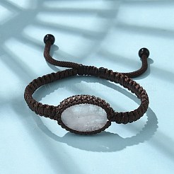 調節可能な楕円形の天然水晶編みビーズブレスレット  内径：2-1/8~3-1/8インチ（5~8cm）&nbsp;BJEW-H626-02-08