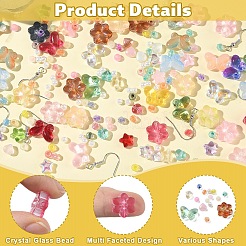 DIYブレスレット/イヤリングキット  ガラスビーズ入り  鉄製のピアスフックとクリスタル伸縮糸  ミックスカラー  4.5x3.5mm  穴：1.6mm  100個/セット  1セット&nbsp;DIY-YW0017-20