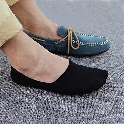ポリコットンの滑り止めボートソックス  見えない靴下  ブラック  150x82x2mm&nbsp;AJEW-WH20054-023B