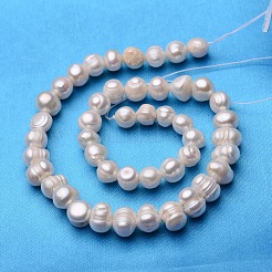 ジャガイモ天然養殖淡水パールビーズ連売り  古いレース  8~9mm  穴：0.8mm  約44~54個/連  13.5インチ〜14インチ&nbsp;PEAR-E007-8-9mm