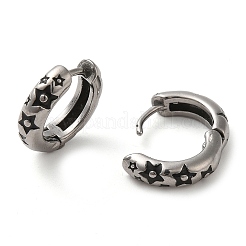 316サージカルステンレススチールエナメルフープピアス  スター  アンティークシルバー  14.5x4mm&nbsp;EJEW-Q795-05AS
