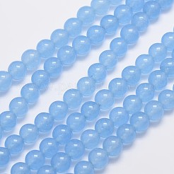 天然石&染め加工マレーシアジェイドビーズ連売り  ラウンド  ライトスカイブルー  8mm  穴：1.0mm  約48個/連  15インチ&nbsp;X-G-A146-8mm-A20
