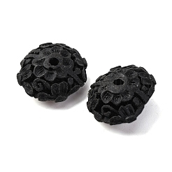 シナバービーズ  彫刻が施された漆器  ロンデル  ブラック  15.5x18x8mm  穴：1.8mm&nbsp;CARL-K001-35