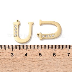 本物の14Kゴールドメッキ304ステンレススチールペンダント  ラインストーン付き  U字  18x15.5x2mm  穴：1.2mm&nbsp;STAS-L022-157G-U