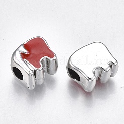 UVメッキアクリルヨーロッパのビーズ  エナメル  大穴ビーズ  象  ミックスカラー  プラチナ  12x13x9mm  穴：4.5mm&nbsp;OACR-T005-96P
