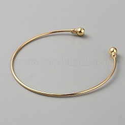 アイアンオープンカフバングル  ゴールドカラー  ラウンド  内径：3-1/2インチ（8.85cm）&nbsp;BJEW-WH0024-01A-G