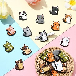 ペットテーマ PVC プラスチックカボション 60個 12色  猫の形  ミックスカラー  29.5~30x25x4mm  5個/カラー&nbsp;FIND-CJ0002-56