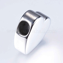変色しにくい304ステンレススチール製ヨーロピアンビーズ  大穴ビーズ  ハート  ステンレス鋼色  15x15x6.5mm  穴：4mm&nbsp;STAS-I072-074P