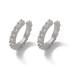 真鍮マイクロペーブクリアキュービックジルコニアカフイヤリング  プラチナ  15x14x2mm  内径：10.2mm&nbsp;EJEW-I249-14P