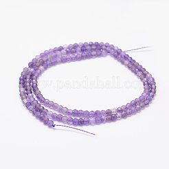 天然石アメジストビーズ連売り  多面カット  ラウンド  3mm  穴：0.5~0.6mm  約127~135個/連  15.3~15.7インチ（39~40cm）&nbsp;LS-G-F460-50
