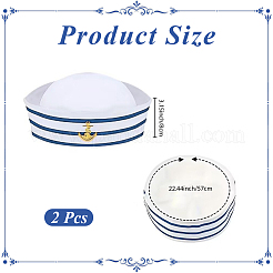 布製のストライプのセーラーハット  ホワイト  216x251x87mm  内径：180x175mm&nbsp;AJEW-WH20098-081
