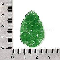 天然水晶彫刻ペンダント  ティアドロップチャーム  染め  グリーン  33~33.5x21.5x2.5~3mm  穴：0.8mm&nbsp;G-Z162-05B