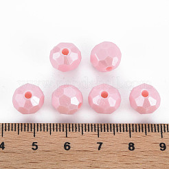 不透明なアクリルビーズ  多面カット  ラウンド  ピンク  9.5mm  穴：2mm  約1050個/500g&nbsp;MACR-S373-69-A02