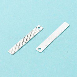 真鍮チャーム  長持ちメッキ  カドミウムフリー＆鉛フリー  長方形  925銀メッキ  20x3x0.2mm  穴：1.2mm&nbsp;KK-F831-023B-S-RS