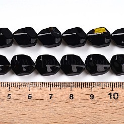 ミッレフィオーリガラスビーズ連売り  ナゲット  多面カット  ブラック  12x9.3x6.5~7mm  穴：0.9mm  約50個/連  23.62''（60センチメートル）&nbsp;GLAA-T023-35A