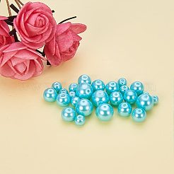 環境に優しい染めガラスパールラウンドパールビーズ  空色  5~10mm  穴：1.2~1.5mm  約340個/箱&nbsp;HY-PH0009-RB104