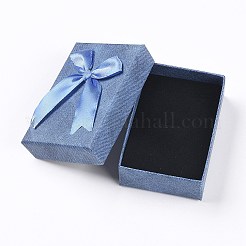 厚紙のジュエリーセットボックス  内部のスポンジパッド付き  長方形  コーンフラワーブルー  9.35x6.3x3cm&nbsp;CBOX-G016-02