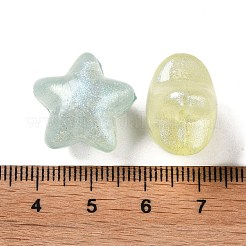明るい透明なアクリルビーズ  グリッターパウダー付き  暗闇で光る  ミックスカラー  スター  18x19x12.5mm  穴：2mm  約238個/500g&nbsp;OACR-G033-06A