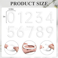 50個 10スタイル アクリル 3D デジタルナンバープレート  粘着式ナンバープレート  ホワイト  69~71x22~46x2mm  5個/スタイル&nbsp;AJEW-DL0001-11