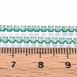 鉄ラインストーンカップチェーン  スプールで  ターコイズ  2x2x2mm  約29.99フィート（9.14m）/ロール&nbsp;CH-T006-05B-02