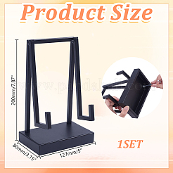 装飾皿用の鉄製ディスプレイイーゼル  ティーブロック  ブラック  12.7x8x20cm&nbsp;ODIS-WH0043-340