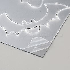 ハロウィンアクリルステッカー2枚セット  粘着式装飾ステッカー  バット  銀  199x149x0.8mm&nbsp;DIY-WH20013-12
