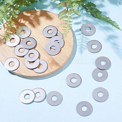 304ステンレススチールビーズ  ドーナツ/円盤  ステンレス鋼色  29.5x1.5mm  穴：10.5mm  40個/箱&nbsp;STAS-PH0019-24P