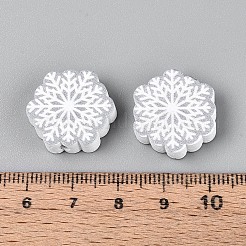 スプレー塗装されたシマウッドビーズ  印刷されたビーズ  スノーフレーク  ホワイトスモーク  17~18x19~19.5x5.5~6.5mm  穴：2mm&nbsp;WOOD-T032-40