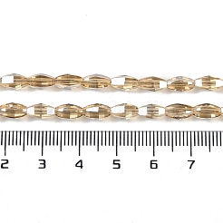 電気メッキガラスビーズセット  パール光沢メッキ  多面カット  オーバル  ゴールド  7.5x4.5mm  穴：0.9mm  約60個/連  17.32''（44センチメートル）&nbsp;GLAA-Q101-03B-PL03