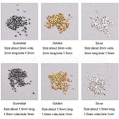 真鍮製チューブつぶし玉カシメ玉  ミックスカラー  1.5x1.5mm  穴：1mm  2x2mm  穴：1.5mm&nbsp;KK-PH0035-13