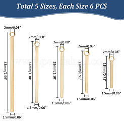30個5スタイル304ステンレススチールペンダント  長方形/棒  ゴールドカラー  18~43x1.5~2x1.5~2mm  穴：1.8~2mm  6個/スタイル&nbsp;STAS-UN0053-04