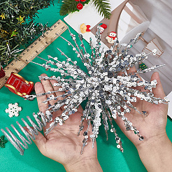 鉄製の星のディスプレイ装飾  クリスマスパーティーの装飾  グリッターパウダー付き  銀  300x240mm&nbsp;DIY-WH20031-085E