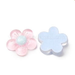 透明樹脂とグリッターパウダーのカボション  花  ミックスカラー  20x5mm&nbsp;RE-CBA0EC6-02