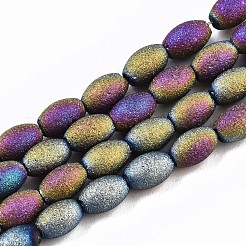 フロスト電気メッキガラスビーズ連売り  バレル  ミックスカラー  6x4mm  穴：0.8mm  約98~99個/連  21.26~23.62インチ（54~60cm）&nbsp;EGLA-N007-001