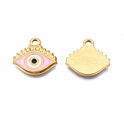 304ステンレスペンダント  エナメル  目  ミックスカラー  14.5x16x2mm  穴：1.8mm&nbsp;STAS-S080-050G-NR