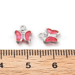 ガラスチャーム  蝶  真鍮パーツ  長持ちメッキ  プラチナ  8.5x7x2mm  穴：1mm&nbsp;KK-R216-19P